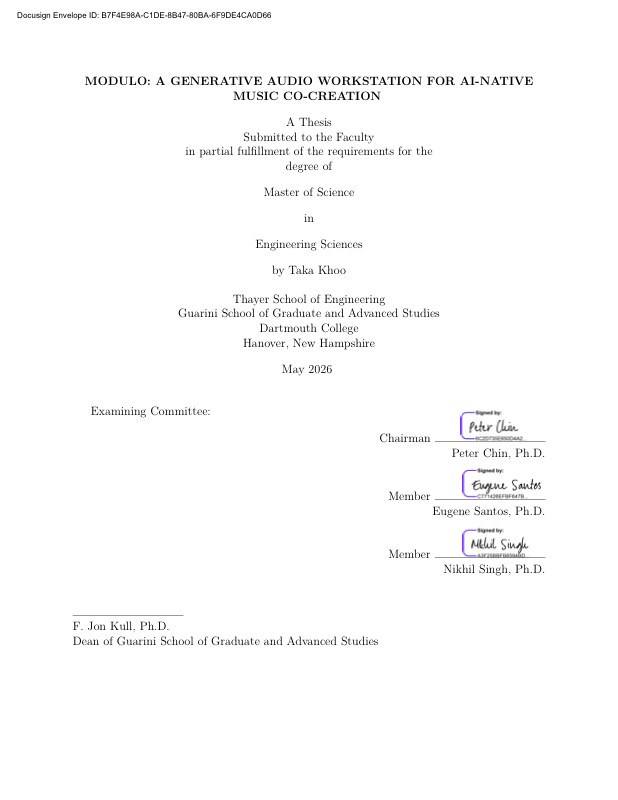 First page of MODULO: A Generative Audio Workstation for AI-Native Music Co-Creation