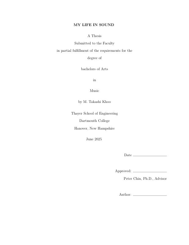 First page of My Life in Sound