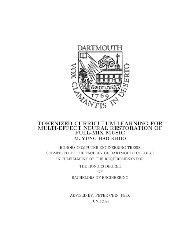 First page of Tokenized Curriculum Learning for Multi-Effect Neural Restoration of Full-Mix Music